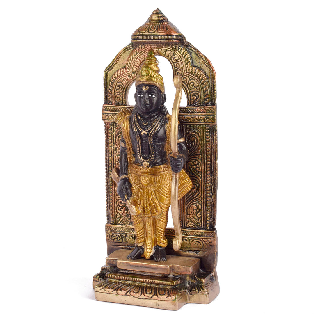 8.4 Inch Antique Brass Ram with Bow Statue