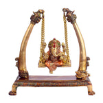 10.2 Inch Brass Ganpati Idol On Swing Jhula