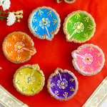 Joyful Gleam Celebratory Clay Diyas for the Festival of Lights Set of 6