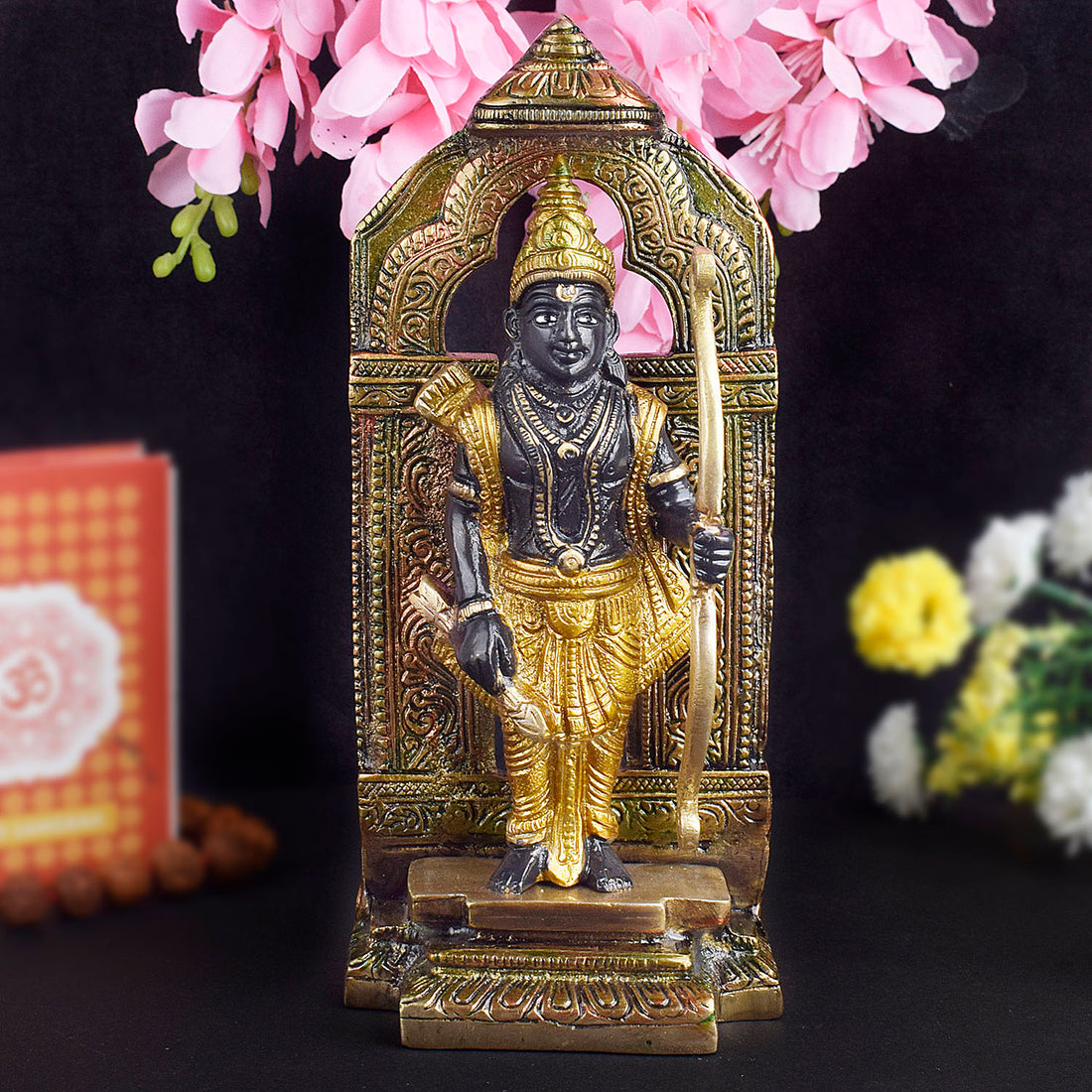 8.4 Inch Antique Brass Ram with Bow Statue