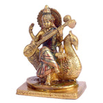 7.3 Inch Goddess Saraswati Mata Brass Idol