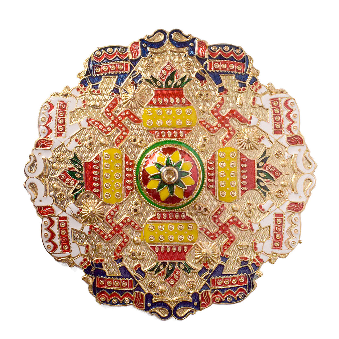 Kumkum Holder Adorned with Intricate Traditional Patterns