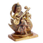 7.3 Inch Goddess Saraswati Mata Brass Idol