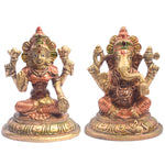 3.9 Inch Elegant Brass Lakshmi Ganesh Idol
