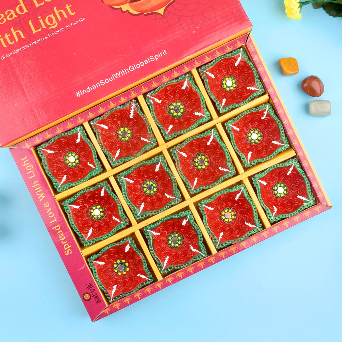 Illuminated Festivities Artisanal Clay Diyas for Diwali Set of 12