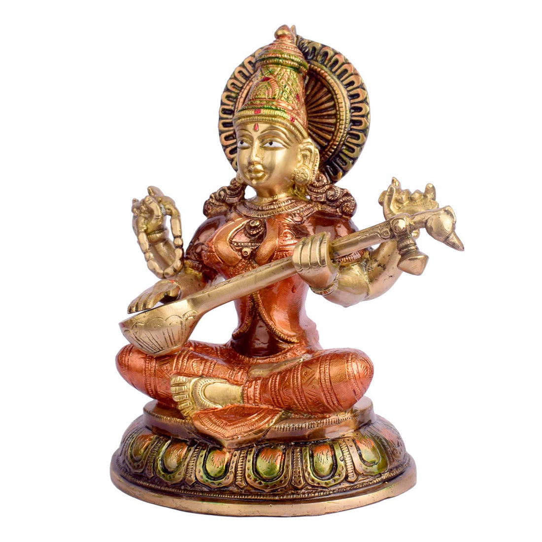 10.2 Inch Beautiful Brass Saraswati Idol | Saraswati Mata Murti