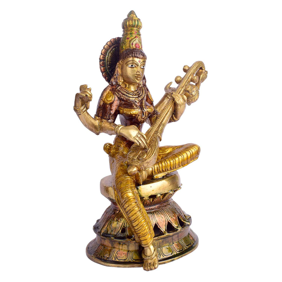 12 Inch Saraswati Mata Brass Idol / Goddess Saraswati