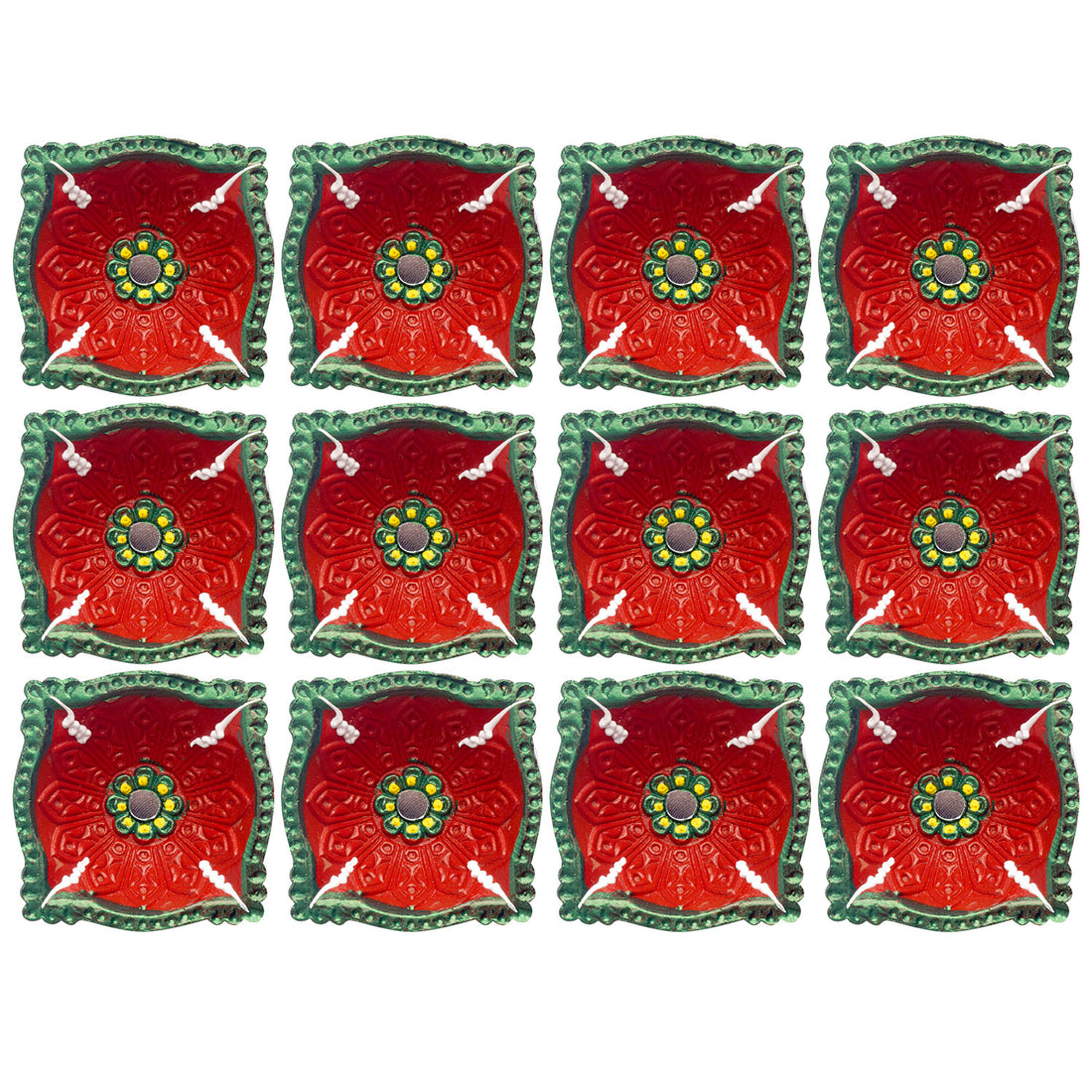 Illuminated Festivities Artisanal Clay Diyas for Diwali Set of 12