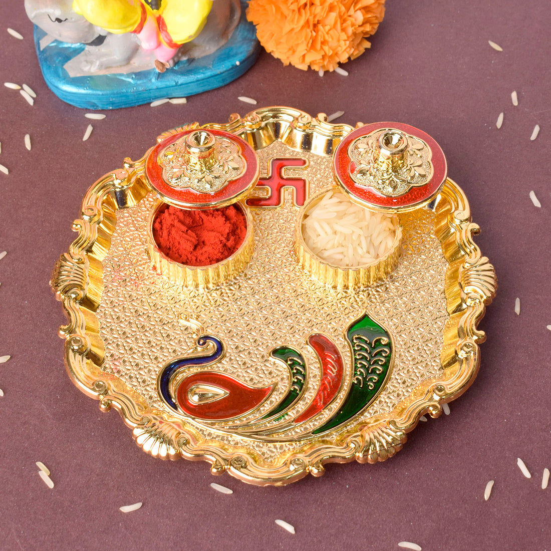 Exquisite Kumkum Holder Adorned with Tradition