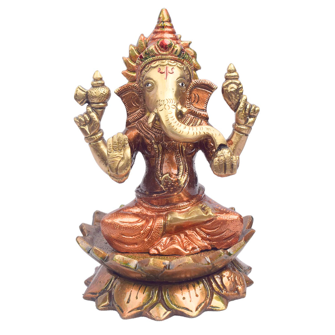 6.1 Inch Sacred Brass Lakshmi Ganesh Idol for Home Temple