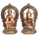 9.4 Inch Majestic Brass Lakshmi Ganesha Idol