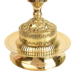 13 Inch Brass 1 Step Embossed Peacock Kerala Stand Diya