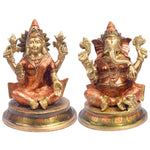 8.5 Inch Handcrafted Laxmi Ganesh Statue in Brass