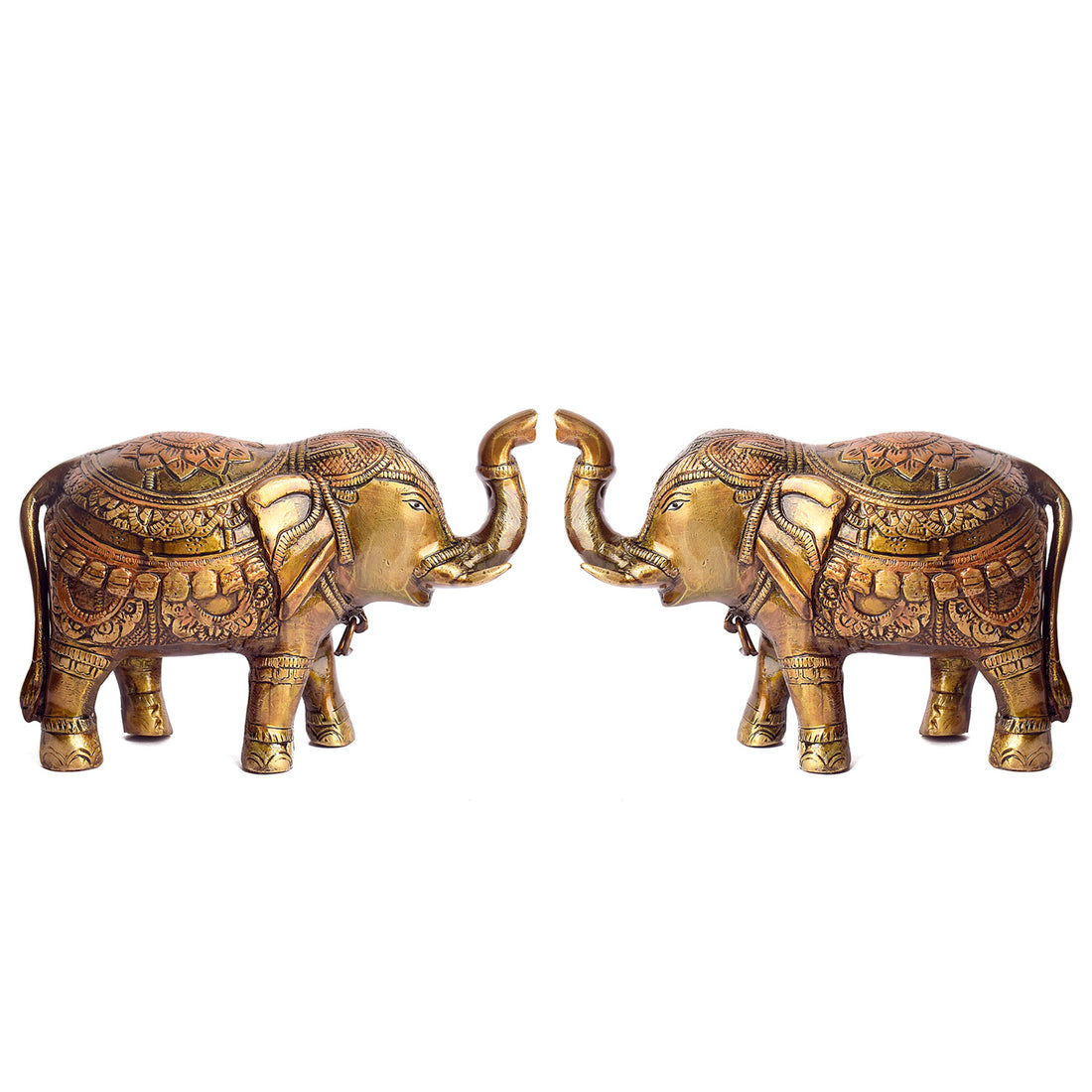 Large Brass Idol of Elephant Statue with Upward Trunk – A Symbol of Prosperity, Good Luck & Vastu Positivity for Home & Office Decor
