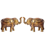 Large Brass Idol of Elephant Statue with Upward Trunk – A Symbol of Prosperity, Good Luck & Vastu Positivity for Home & Office Decor