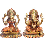 8.1 Inch Blessings of Lakshmi & Ganesha in Brass