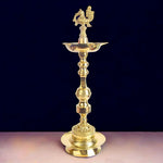 19 Inch 1 Step Embossed Peacock Kerala Stand Deepam