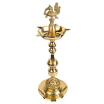 19 Inch 1 Step Embossed Peacock Kerala Stand Deepam