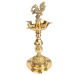 11 Inch 1 Step Embossed Peacock Kerala Stand Diya