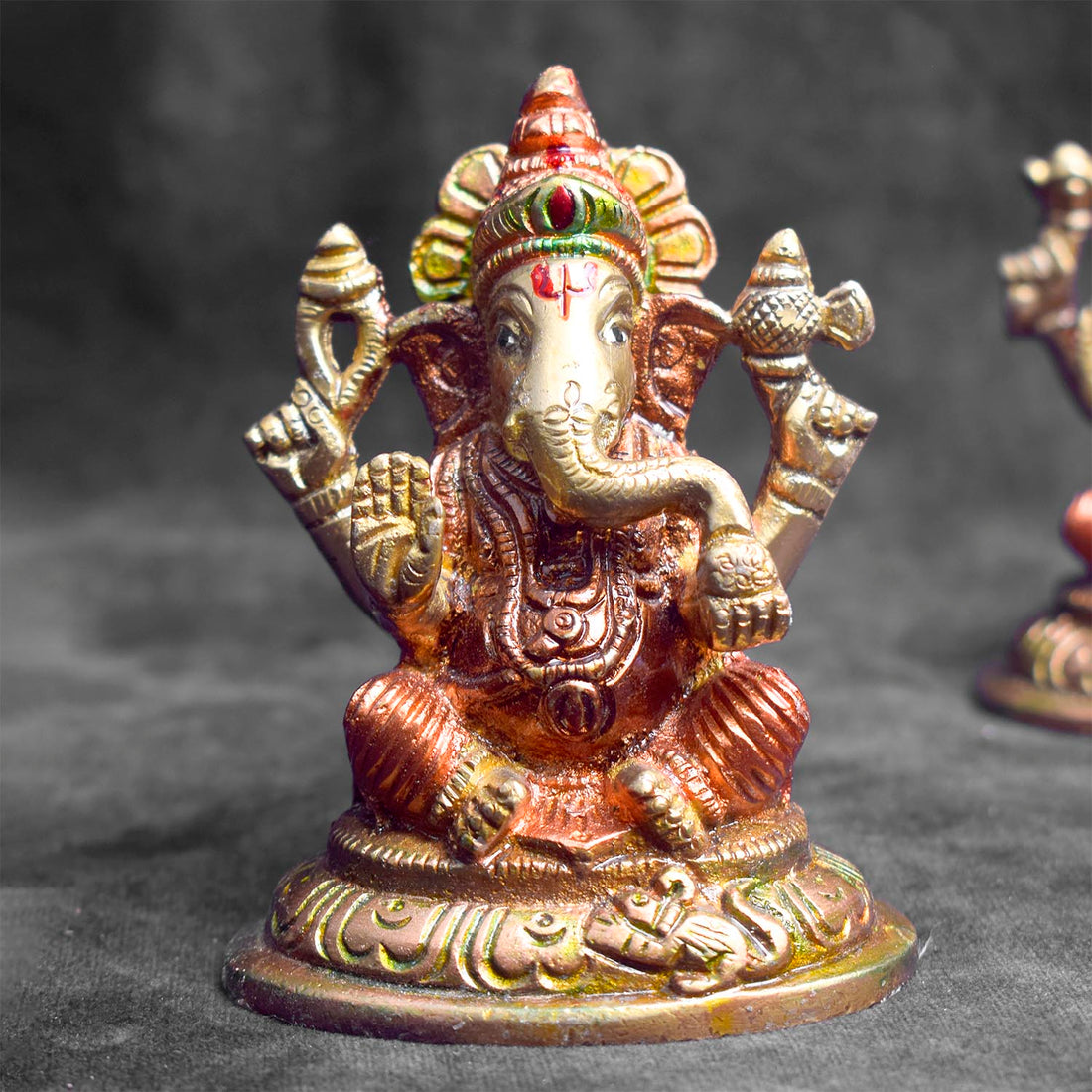 3.9 Inch Elegant Brass Lakshmi Ganesh Idol