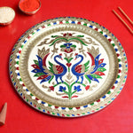 Peacock Embossed Puja Thali - Festive Delight for Diwali & Karwa Chauth