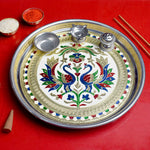 Stainless Steel Printed Aarti Thali Set - Divinity Defined