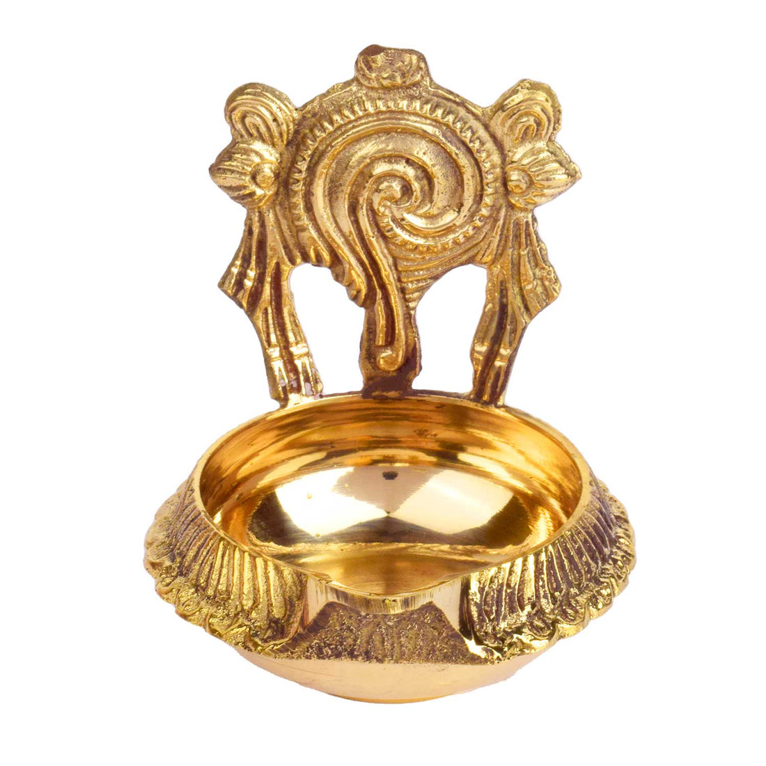 3–3.5 Inch Kuber Shankh Chakra Brass Diya – Pack of 2