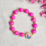 Round Pearl Bracelet with Jai Guruji Swaroop Handmade Bracelets for Men and Women