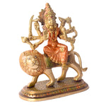 8.6 Inch Handcrafted Brass Sherawali Mata Idol