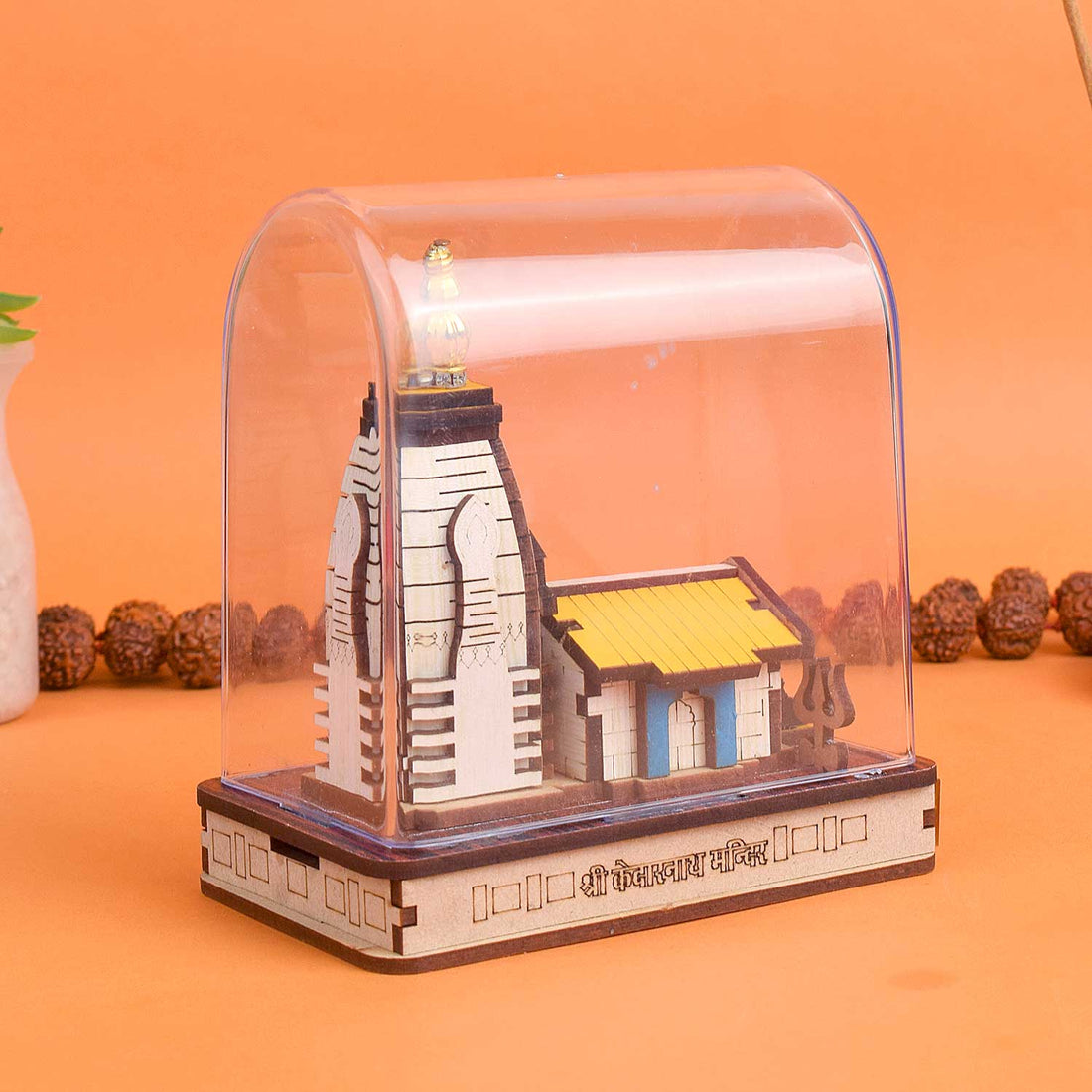 Shri Kedarnath Dham Temple Plywood Showpiece – Wooden Spiritual Decor