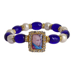 Elegant Guruji Swaroop Bracelet – Blue & White Pearls