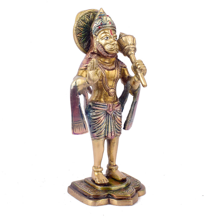 The "8.9 Inch Brass Hanuman Sculpture" is a beautifully crafted representation of Lord Hanuman, the revered deity of strength, devotion, and protection.