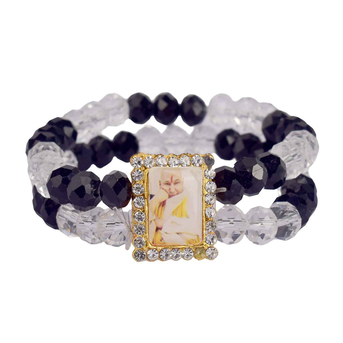 Guruji Swaroop Bracelet – Clear & Black Beads