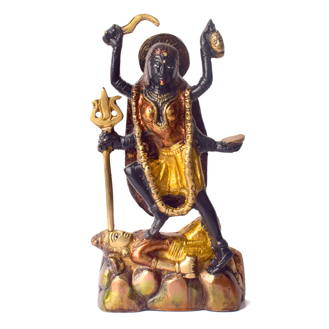 Powerful and Elegant Colored Brass Kali Maa Idol