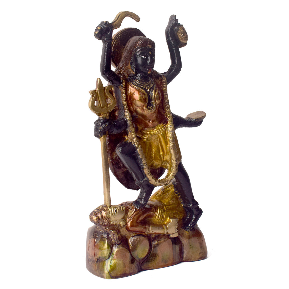 Powerful and Elegant Colored Brass Kali Maa Idol