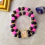 Eclectic Elegance Black And Pink Guru Ji Bracelets