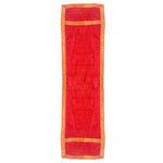 Red Velvet Ganpati Idol Patka with Zig-Zag Gold Border - 32 Inch