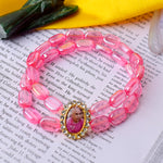 Guruji Divine Light Pink Oval Bead Bracelet