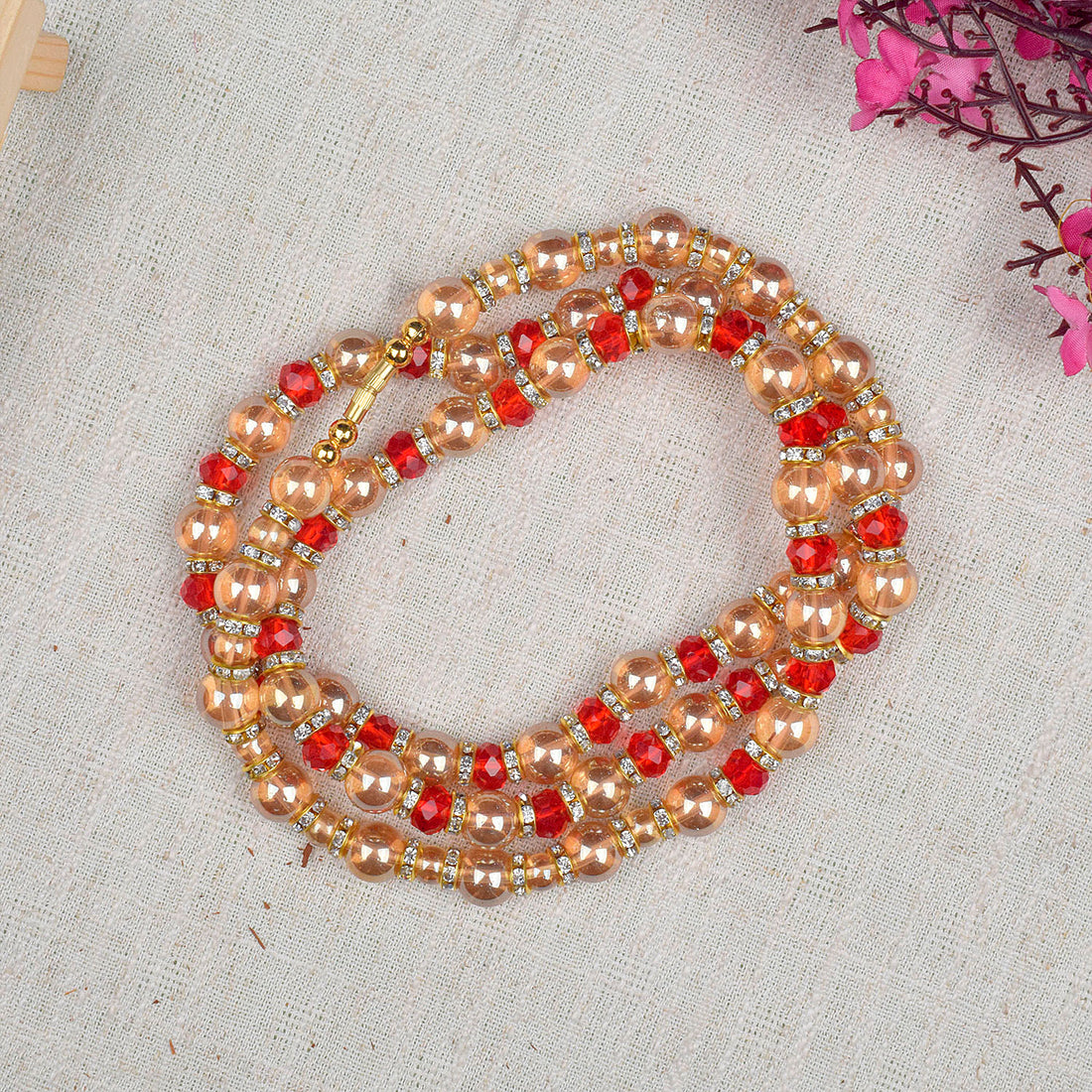 Radiant Elegance Golden Pearl Beads Mala Necklace