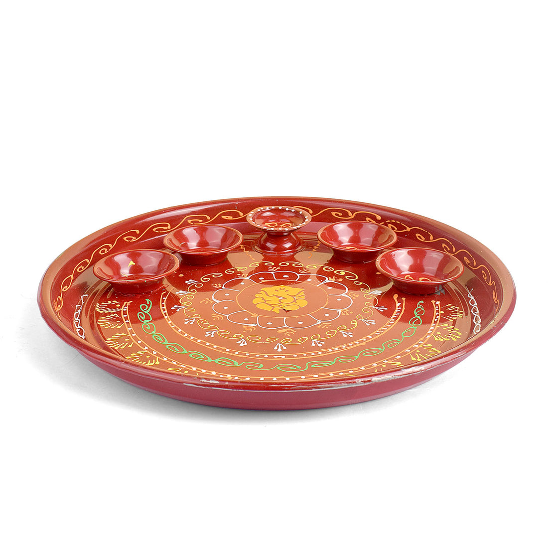 10 Inch Stainless Steel Aarti Thali Set (Ganpati Design)