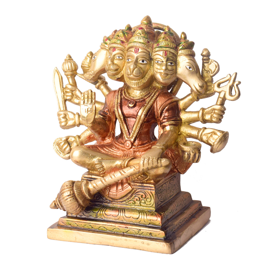 7.2 Inch Majestic Panchmukhi Hanuman Brass Idol