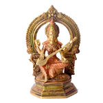 9.2 Inch Brass Goddess Saraswati Statue