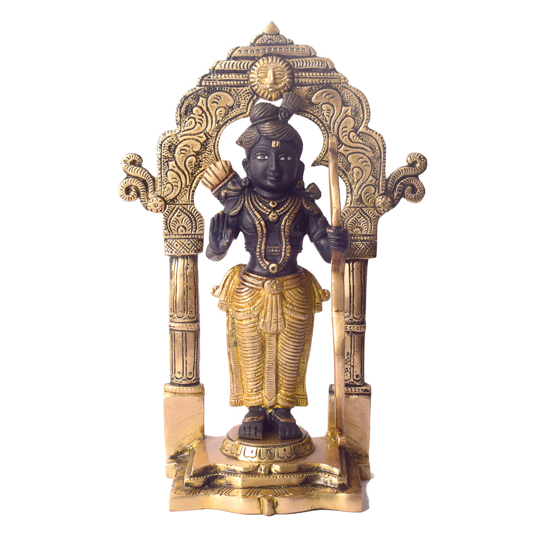 11.4 Inch Handcrafted Black Brass Ram Lala Statue for Worship and Decor