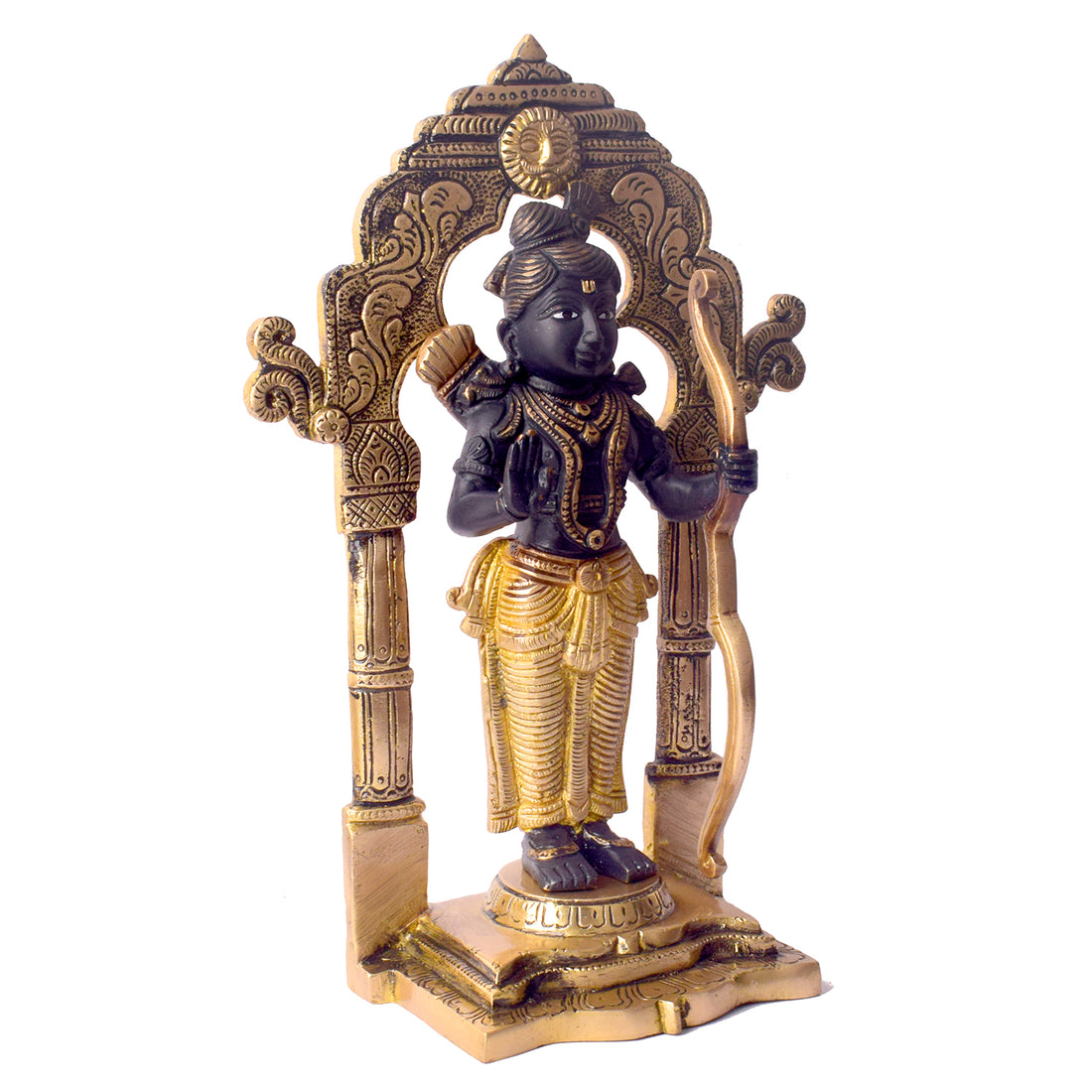 11.4 Inch Handcrafted Black Brass Ram Lala Statue for Worship and Decor