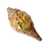Brass Shankh with Divine Carvings of Radha Krishna Shankh