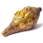 Brass Shankh with Divine Carvings of Radha Krishna Shankh