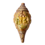 Brass Shankh with Divine Carvings of Radha Krishna Shankh