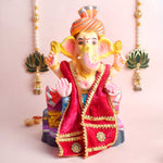 Traditional Pink Velvet Ganpati Idol Patka with Gold Border
