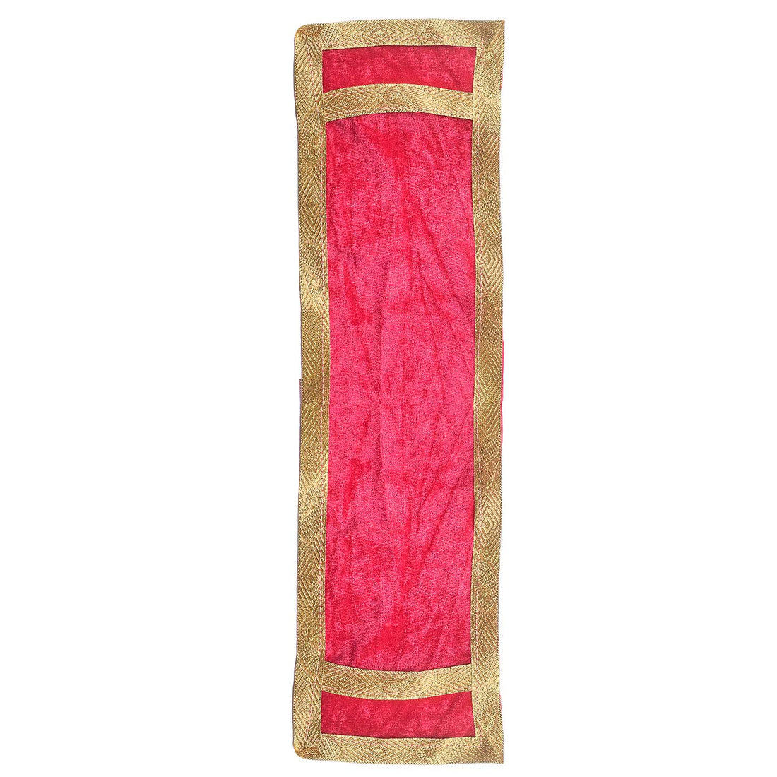 Pink Velvet Ganpati Idol Patka with Classic Gold Border - 22 Inch