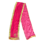 Pink Velvet Ganpati Idol Patka with Gold Border